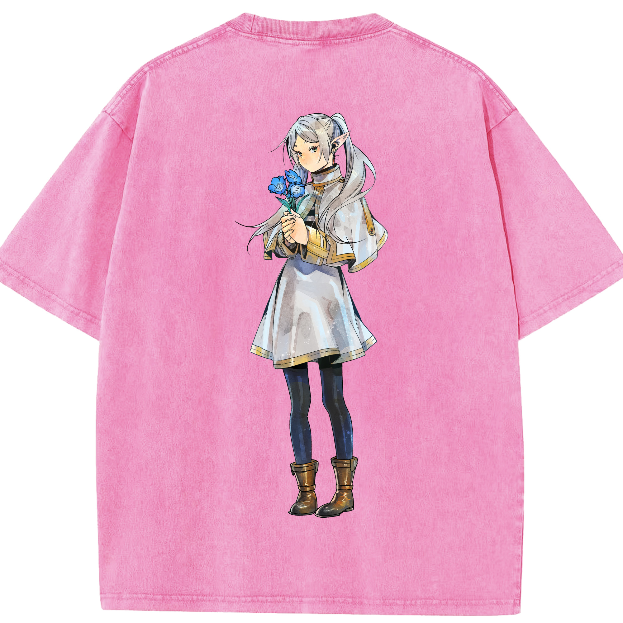 （画像用） 葬送のフリーレン Frieren 綿100% ヴィンテージ風 半袖Tシャツ（背面プリント）
